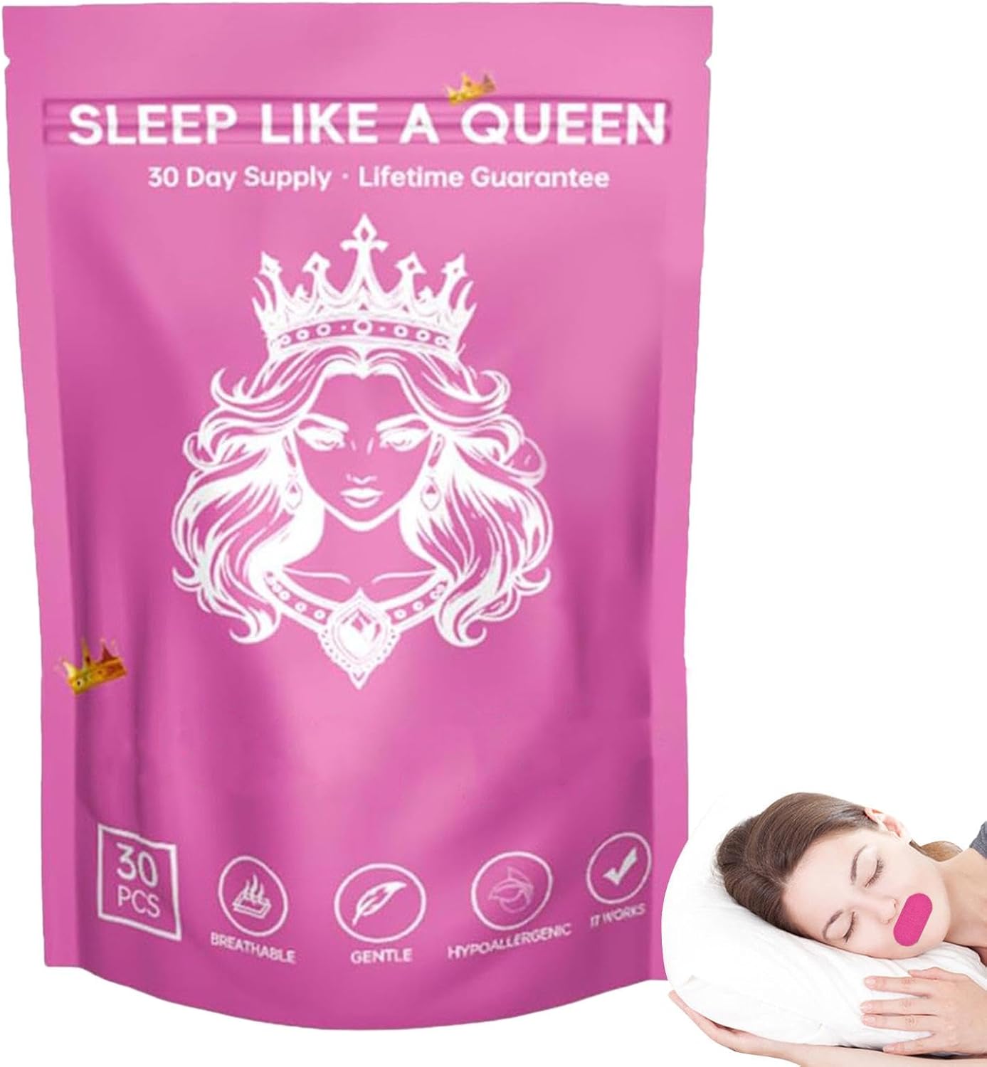 Queen Mouth Tape for Sleeping, Breathable Strips